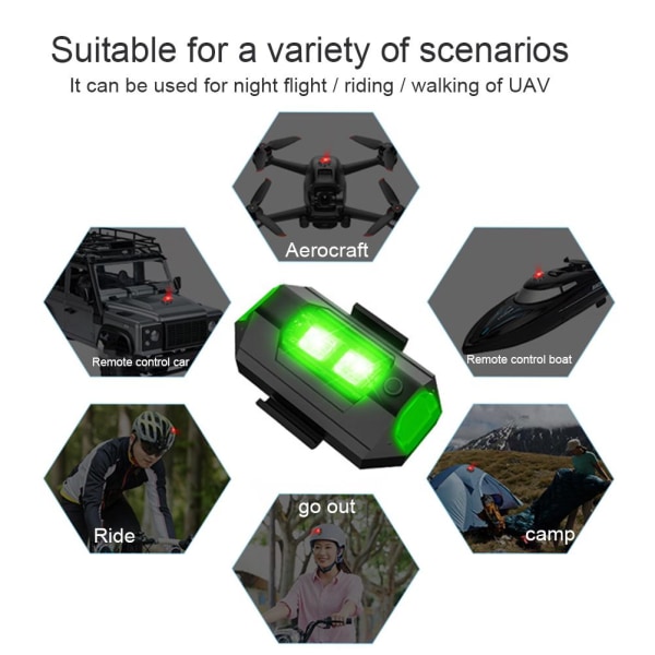Drone Strobe Lights Yölentovalot Drone -tarvikkeet Monikäyttöinen RC-auton moottoripyörän taskulamppu ulkopyöräilyn varoitusvalo