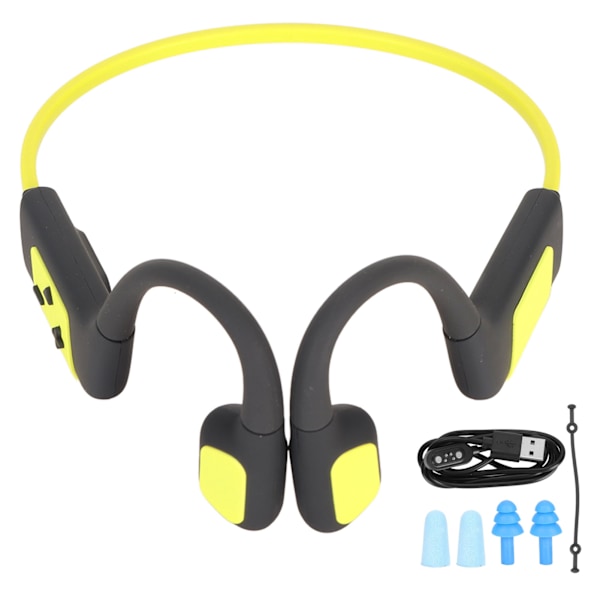 Open Ear Headset 32GB Bone Conduction Svømning Dykning Sport Hovedtelefoner IPX8 Vandtæt Trådløs Bluetooth Øretelefon Gul