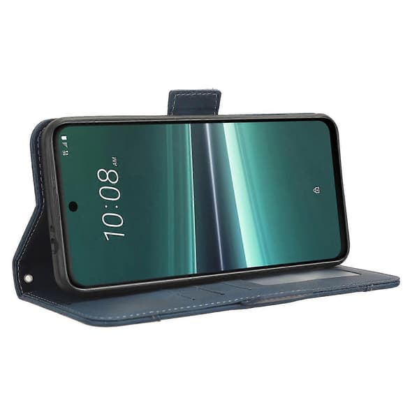 Til HTC U23 Pro 5G PU-læder telefoncover med flere kortpladser og stativpung Blue