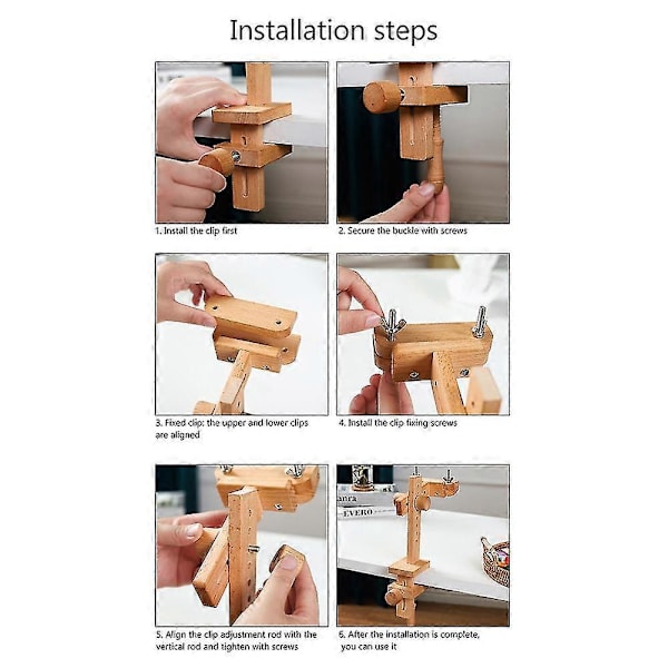 Træ Broderirammeholder 360 Graders Rotation Justerbart Bordstativ Krydsramme, med Broderi Zekai