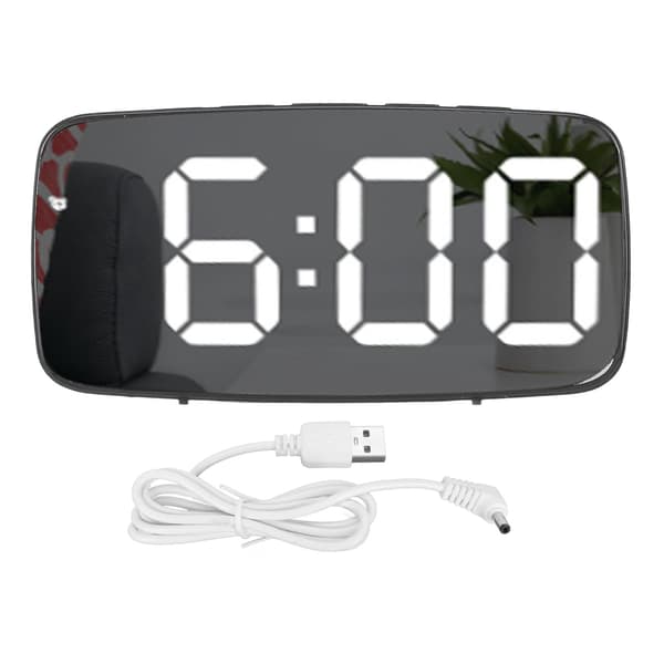 Digital väckarklocka Stor speglad LED-display Klocka Batteri USB-laddning Dubbel användning Elektronisk klocka för sovrum Studentrum