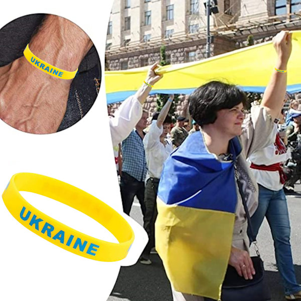 10 st Ukraina landsflagga armband flerfärgad mjuk silikon armband gåva för fredsälskare