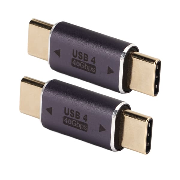 Type-C Hane till Type-C Hane Adapter - 2-pack, 40 Gbps, 100 W, Rak Design - för Laptop och Smartphone