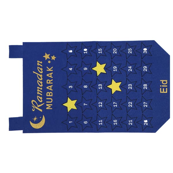 Eid Mubarak Adventskalender Hängande Tyg Nedräkning Datumvisning Ramadan Dekoration Blå