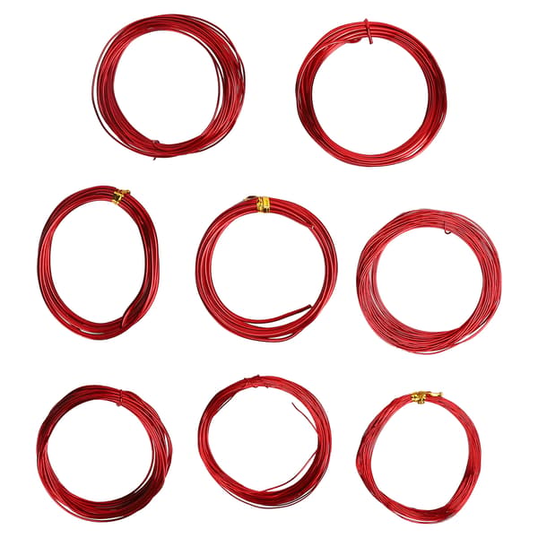 8 ruller 0,6–3 mm DIY smykkelagingstråd i aluminium for smykkelaging, rød