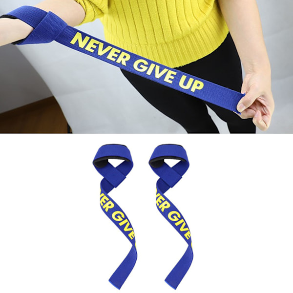 1 par vektløftingstropper Polstret nylon gym håndleddsstropp Anti-skli håndleddsløftestropper for hard pull markløft blå