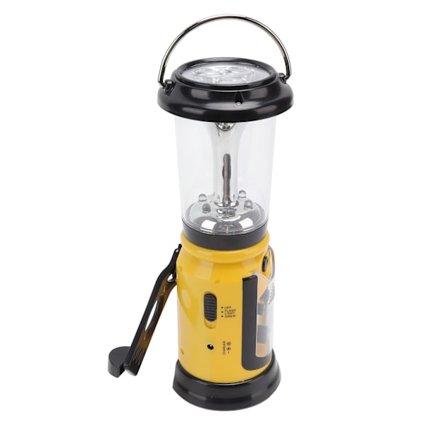 Radiolykta Hand Crank USB Uppladdningsbar Multifunktionell AM FM Nödradio LED Ficklampa för Camping Vandring Gul