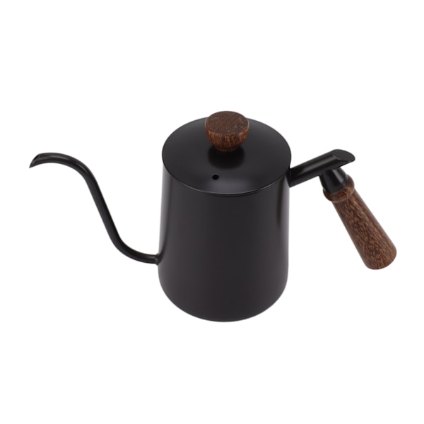 600 ml svanehals kaffekjele 304 rustfritt stål lang tut kjele trehåndtak hell over kaffekanne tekanne svart