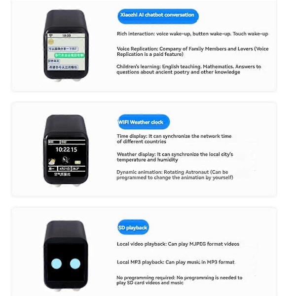 DeepSeek XiaoZhi AI Chat -robotti 1,54 tuuman LCD-kosketusnäytöllä B