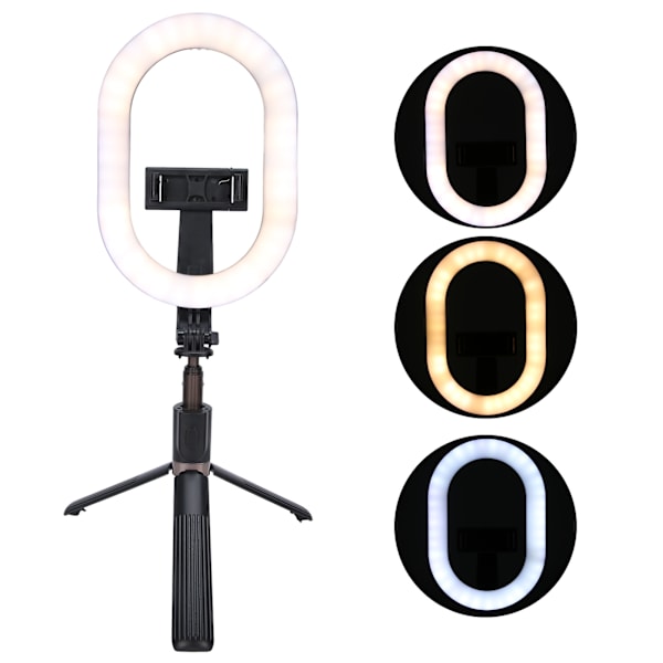 Foldbart Selfie Light Genopladeligt dæmpbart lys med stativ Stand Telefonholder til Makeup Live Stream