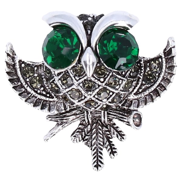 Ugle Brosje Retro Rhinestone Abbor Storøyd Ugle Pin for Fester Bryllup Ferier Antik Sølv