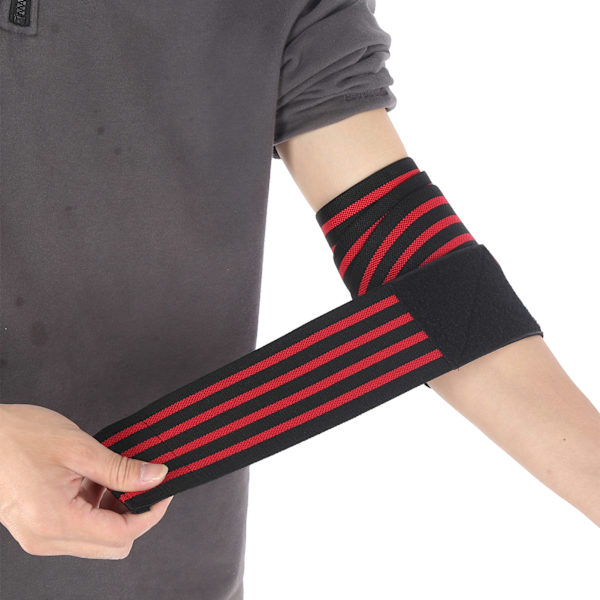 Sports albue støtte kompression bandage elastisk albue wrap støtte beskyttelse ærme sort og rød stribe