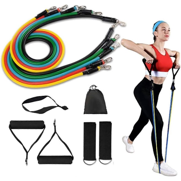 Motståndsband Set med motståndsband med 5 fitnessrör, fotremmar, handtag, dörrankare