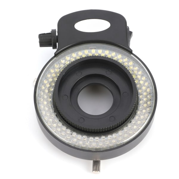 Mikroskoopin LED-valo, teollisuuskäyttöön soveltuva, säädettävä 144 LED:n rengaslamppu, musta kuori, AC100-240 V EU-pistoke