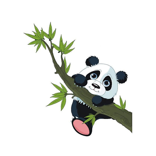 1st Självhäftande Väggdekal - Glad Panda på en Gren Dekal - Väggdekor för Barnrum