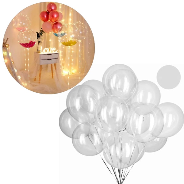 50 stk. Bobo-balloner PVC gennemsigtige genanvendelige op til 15,7 tommer oppustede størrelse festballoner til familie bryllupsdag