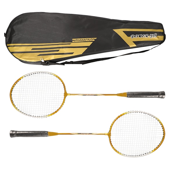 REGAIL 2 st järnlegering badmintonracket 2 spelare badmintonracket set för barn vuxna guld