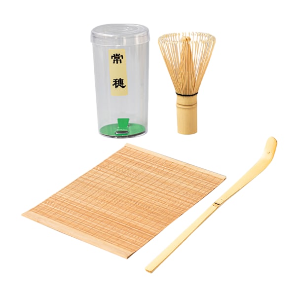 Bambus Matcha Te Sett Utsøkt Bambus Matcha Scoop Rørevisp og Innpakket Kant Matte Sett for Giting Hvit