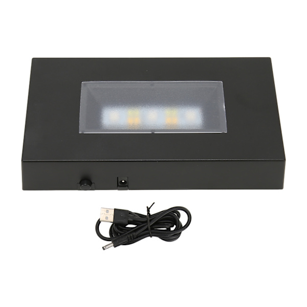 LED-ljusstativbas USB-driven multiläge blandade färger svart ABS rektangulär ljusdisplaybas för glaslåda