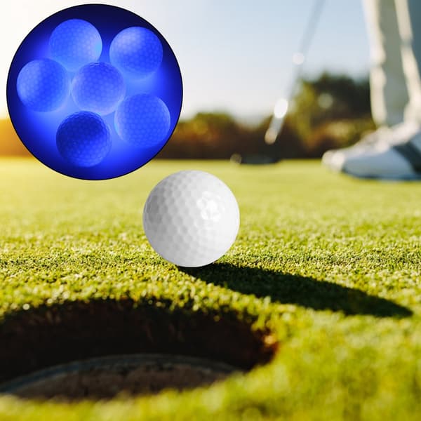 6 STK Syntetisk Gummi LED Lysende Golfbold Lysende Attraktiv til Nat Dagtræning Blå