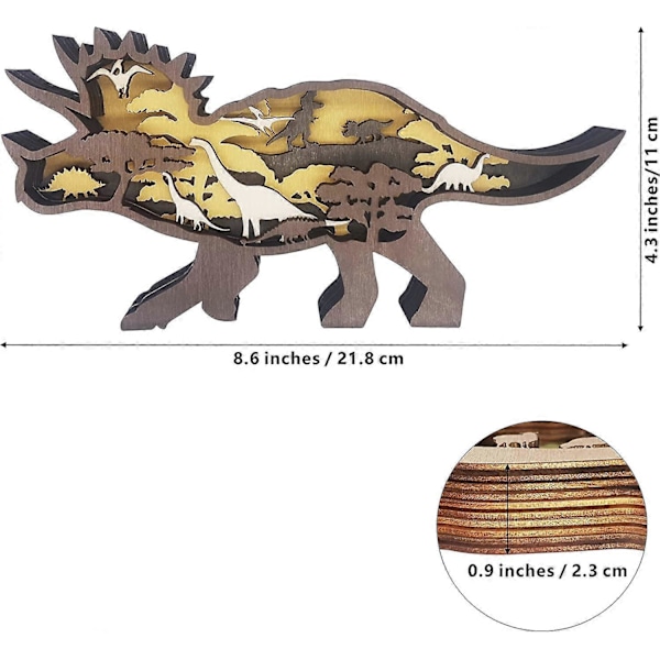 3D Metsä Triceratops Sisustus Puinen Eläin Pystyt Kuvat Seinätaide Kotiin Toimistoon Työpöydälle Maalaistalon Rustiikkityylinen Mökki Maalaistalo Huoneen Seinäsisustus Pojille