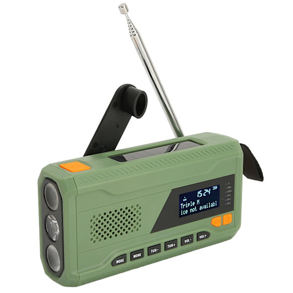 Håndsveiv solradio LCD-skjerm 3 lademoduser Støtte DAB FM BT Bærbar nødradio for utendørsreiser