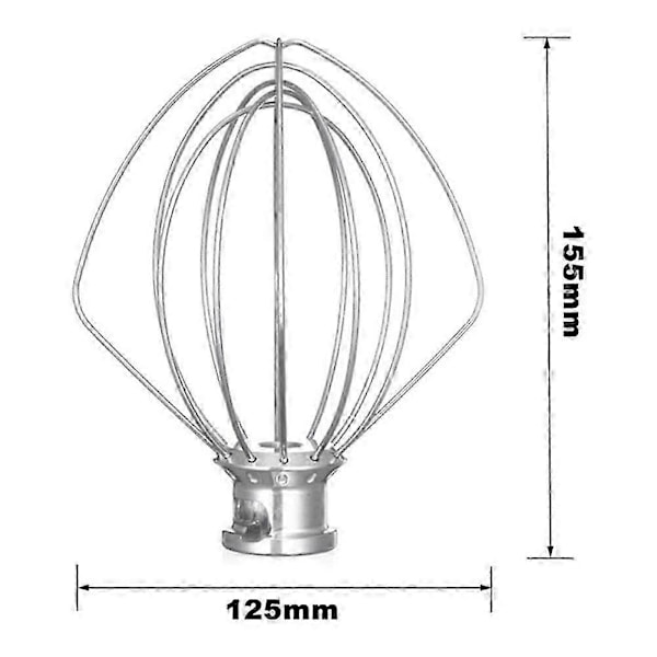 Rustfri stålpisker 5K452WW kompatibel med Kitchen Machine 5KSM90-5KSM185