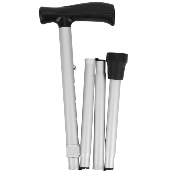 Bärbar aluminiumlegering Frostad Anti-sladd Äldre Walking Stick Multifunktion Vikbar Ultralätt TBR-handtag Käpp Silver Vit