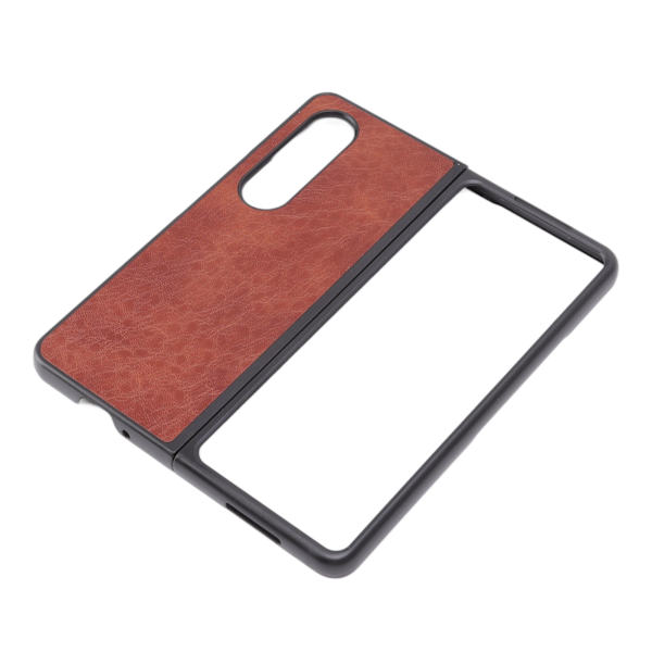 Fällbar skärmtelefonfodral i PU-läder, modernt, bekvämt och skyddande mobiltelefonfodral för Samsung Galaxy Z FOLD 4, brunt