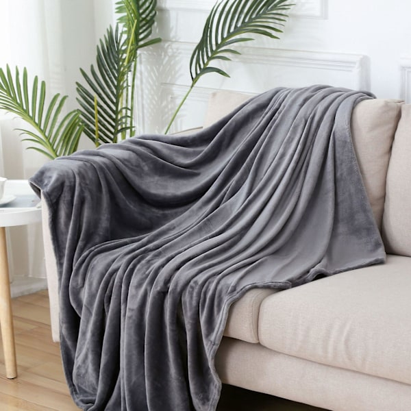 1 stk. dejligt og sødt plys tæppe, tæppe til seng og sofa, blødt og let - 120 X 200 CM, grå