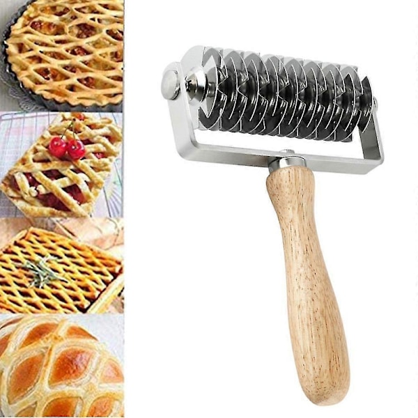Rustfritt Stål Deig Gitter Topp Kake Pai Pizza Brød Bakverk Skorpe Rullekutter