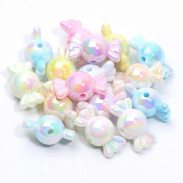 10 stk. Gradient Farve Akryl Perler til Smykkefremstilling Armbånd Halskæder Øreringe Charms DIY Håndværk pink
