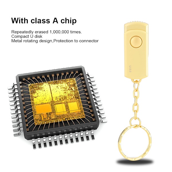 Guld Metal Roterende U Disk med USB Interface til Windows 98 / 2000 / XP / Vista / 7256G