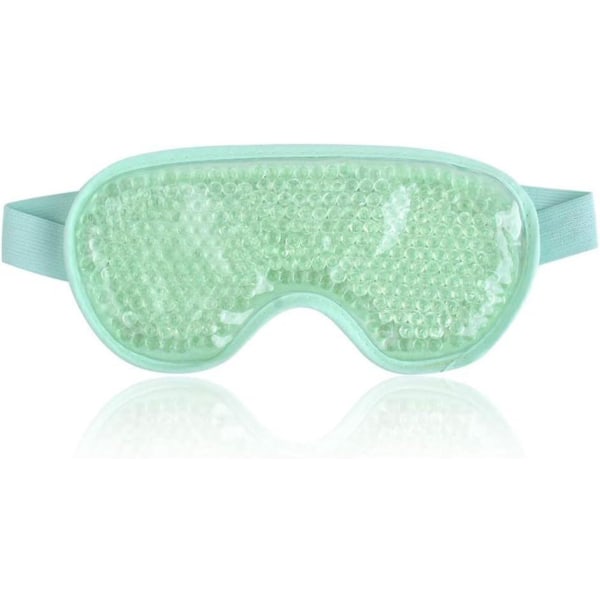 Kall ögonmask för svullna ögon, mörka cirklar och migrän - Återanvändbar gelögonmask med plyschögonispack (grön)