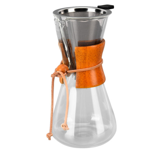 550 ml hæld-over kaffebrygger i bambus, klassisk varmebestandig glas kaffemaskine til hjemmet, kontoret og caféen