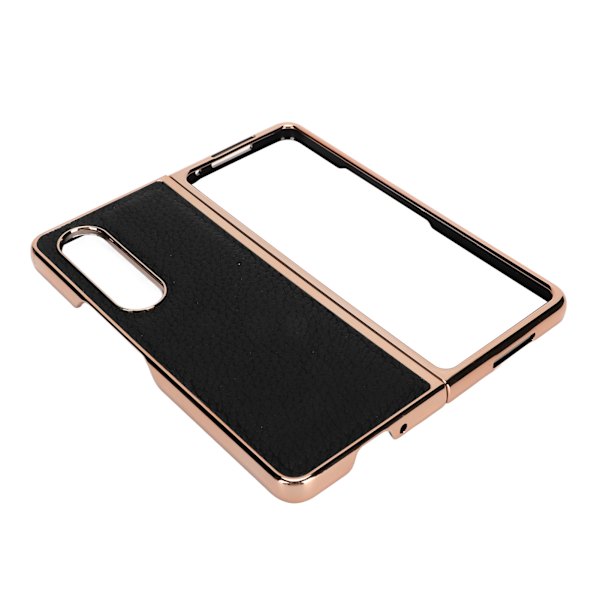 Vikbart phone case för Samsung Galaxy Z Fold 4 Nano Elektropläterat Läder Stjärnmönster Anti-skrapa Telefon Case Svart