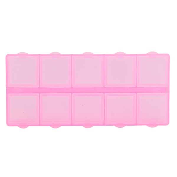 Pärlbehållare 10 fack Hållbar Slitstark Bärbar Transparent Multifunktionell Plast Smycken Organizer Rosa
