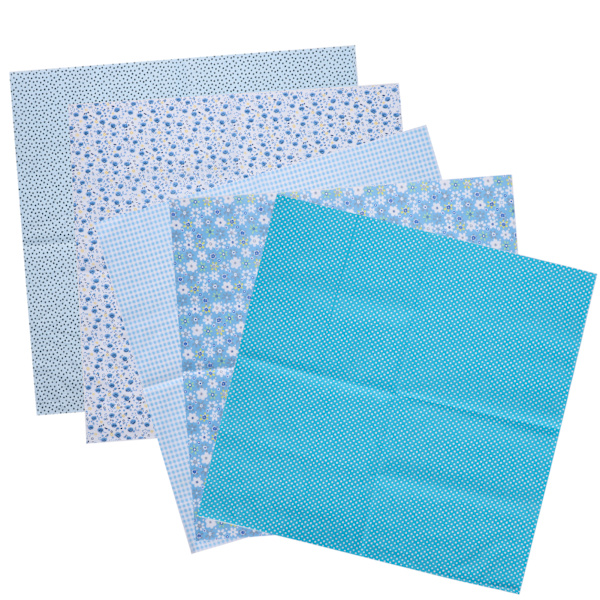 2 Set Bomullstyg Slättväv Trycktyg DIY Sömnad Quiltning PatchWork 5 Färger 50x50cm (Blå)