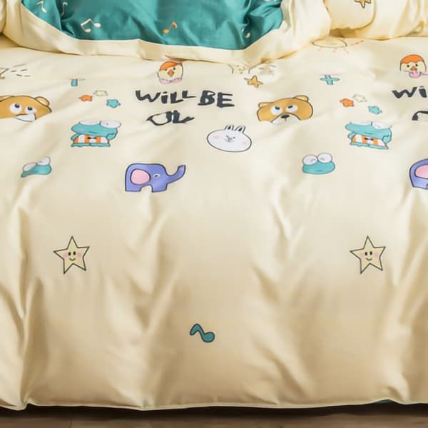 Hudvänligt påslakan förtjockad polyester mjukt borstat påslakan sängkläder för studentrum sovrum djur 180x220cm