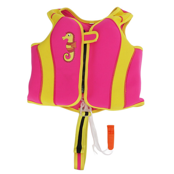 Barnebadevest med praktisk glidelåsfinnedesign, komfortabel og myk rosa flytebadedrakt, oppdriftsvest for båtliv, surfing, rafting M