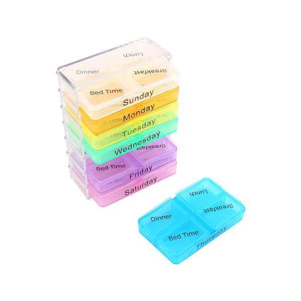7 dages ugentlig dispenser Am Pm Opbevaring Pilleæske Beholder Tablet Sorter Medicinetuiet Organizer