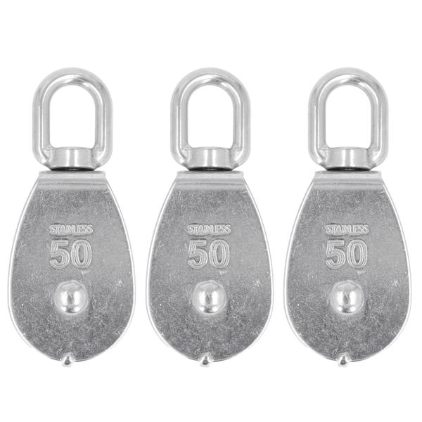 3 st enkel remskiva block set 400 kg lager rostfritt stål remskiva rulle för lyft båtdäck bogsering