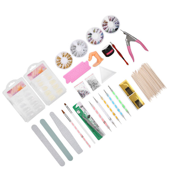 Set Nail Art Dotting Pen tekojalokivi UV-geeli kynsiviila Nail Art Tools Kit