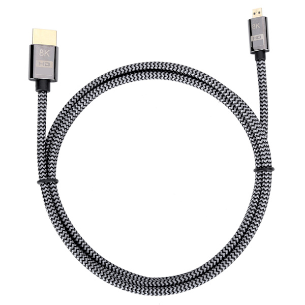 Micro HDMI till HDMI HD-videokabel, flätad nätverksdatoranslutningstillbehör 1,5 meter