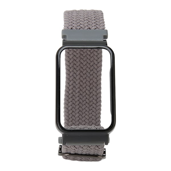 Flätad Loop Strap för Mi Band 7 Pro Justerbar Elastisk Nylon Loop Armband med Skyddsram Grå Band Svart Case