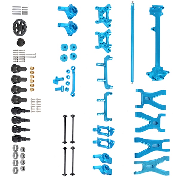 Uppgradering reservdelar kit central drivaxel styrning länk svängarm passar för WLtoys A959 A969 A979 K929 1/18 RC bil Blå