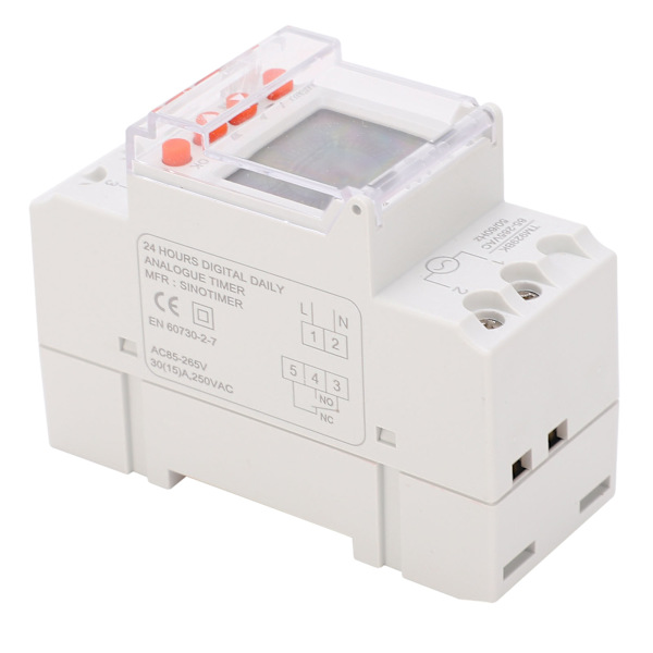 Digital Timer Bryter Tidsstyring Programmerbar LCD-skjerm TM929BK 85‑265V 30A
