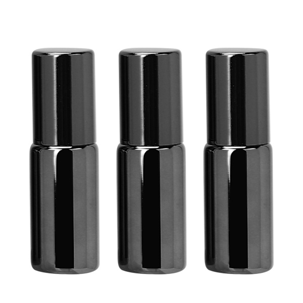 3 st professionella parfymflaskor i glas, bärbara eteriska oljor, roll-on-flaskor, set om 5 ml, svart