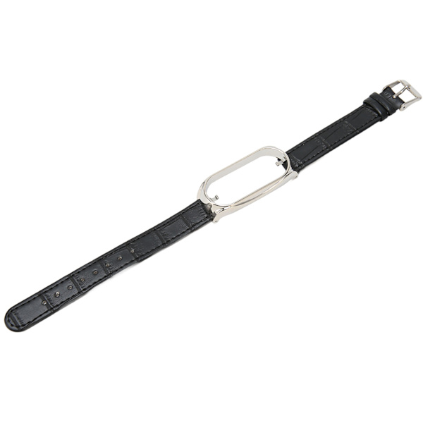 Sportarmband för Mi Band 7 Mjukt PU-läder Ersättningsrem för löpvandring Svart Silver