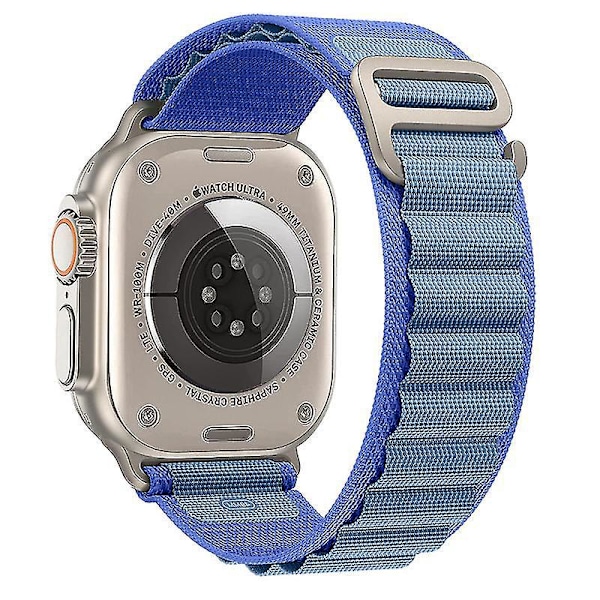 Alpine Loop Nylon Armbånd - Kompatibel med Apple Watch Series 8, SE, 7, 6, 3, 5 38mm 40mm 41mm blå